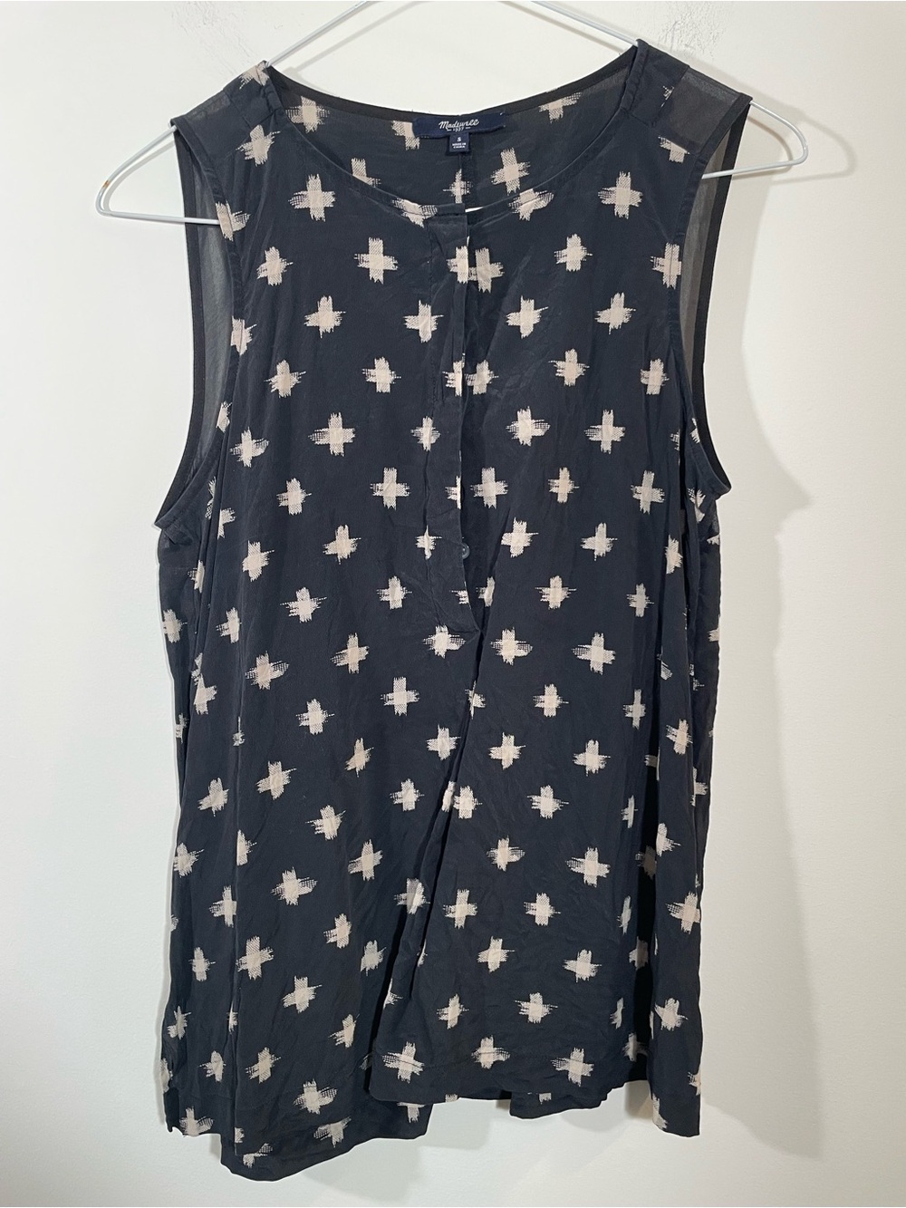 Madewell sleeveless 100% silk blouse brushstrokes S